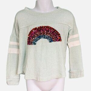 Rumi & Ryder Girls Turquoise Rainbow Sequin Sweater Size XS 4/5